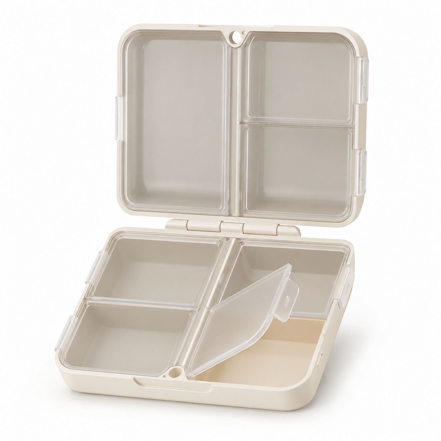 Caja organizadora multifuncional beige con 4 compartimentos