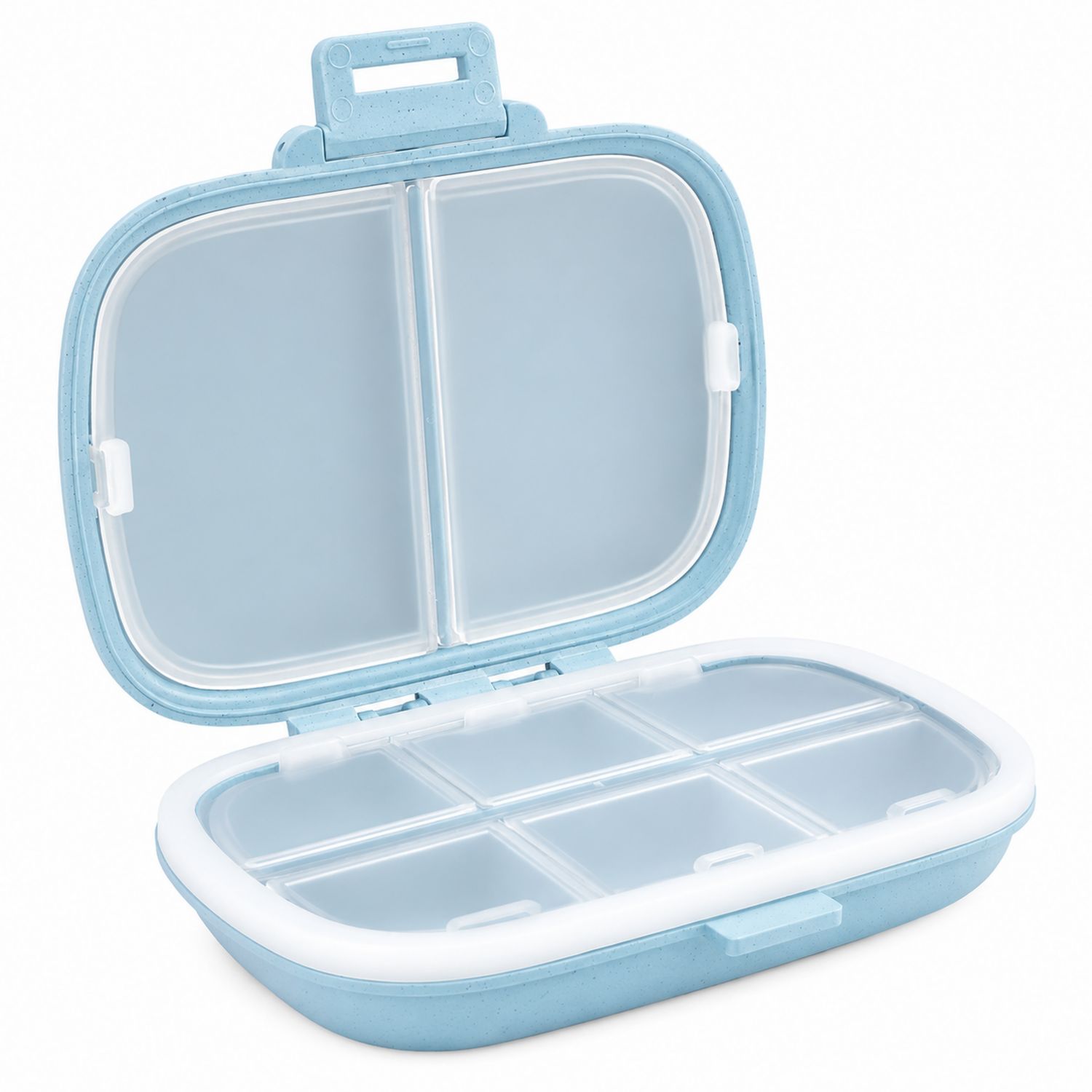 Caja organizadora de pastillas 6 compartimentos azul claro