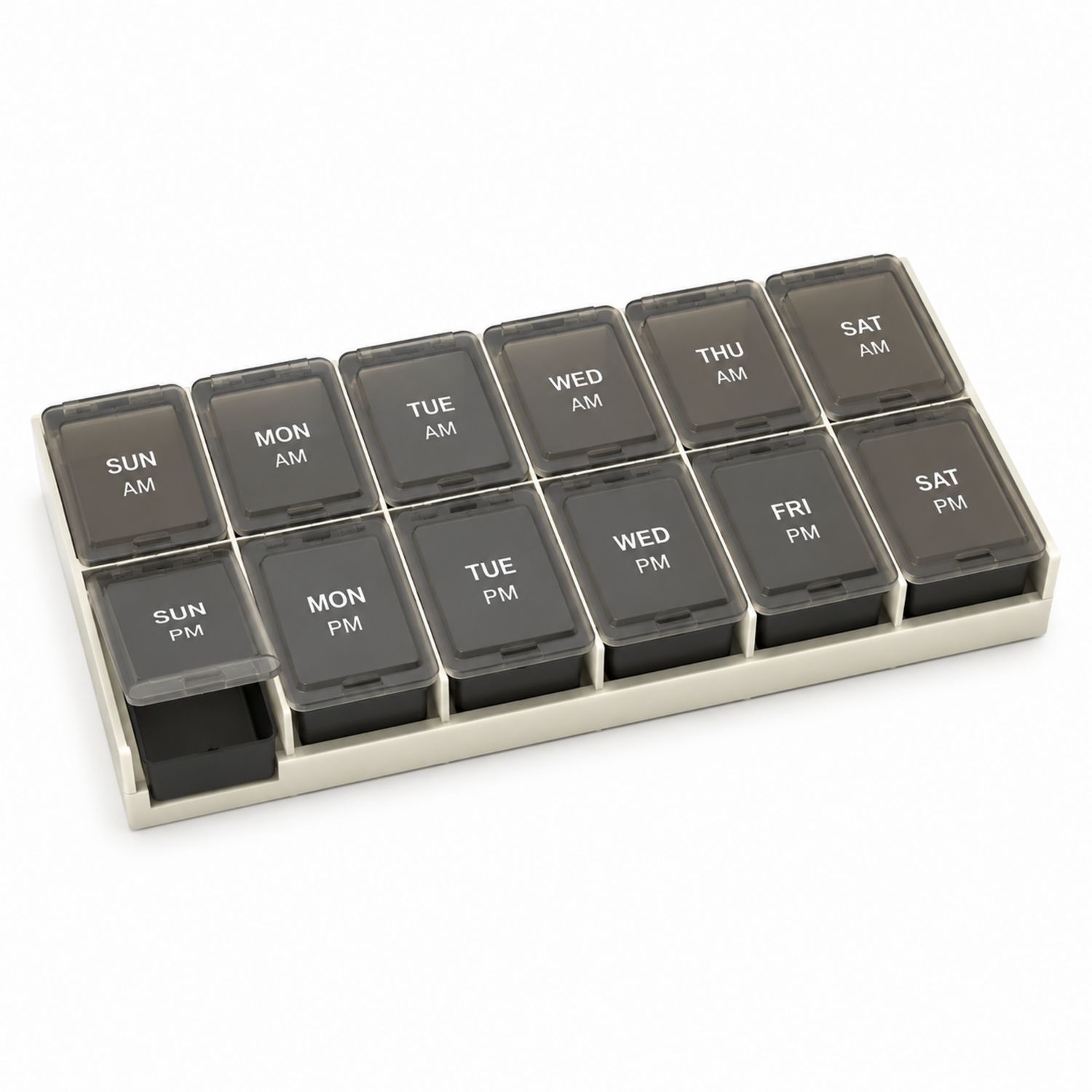 Pastillero Semanal Negro con 14 Compartimentos