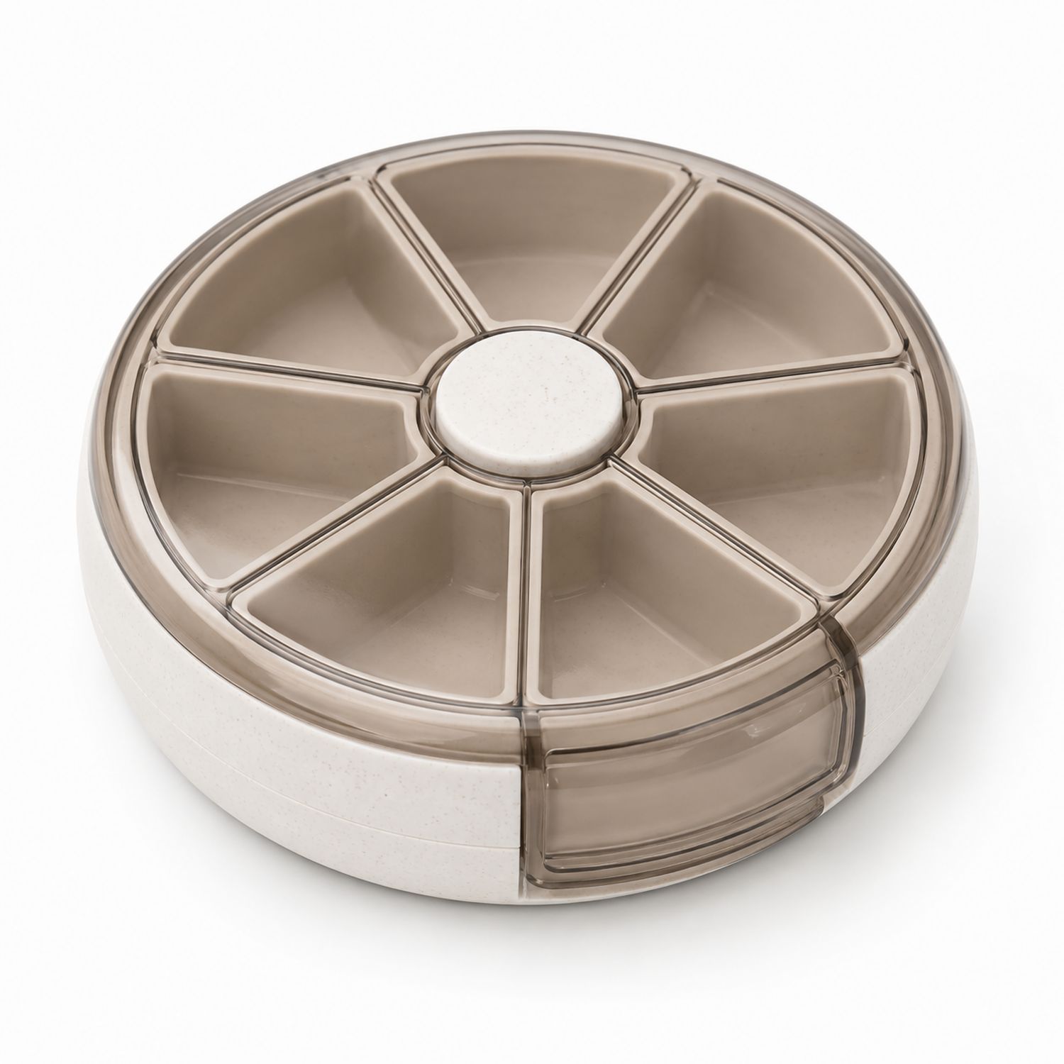 Organizador de pastillas semanal redondo beige 10cm