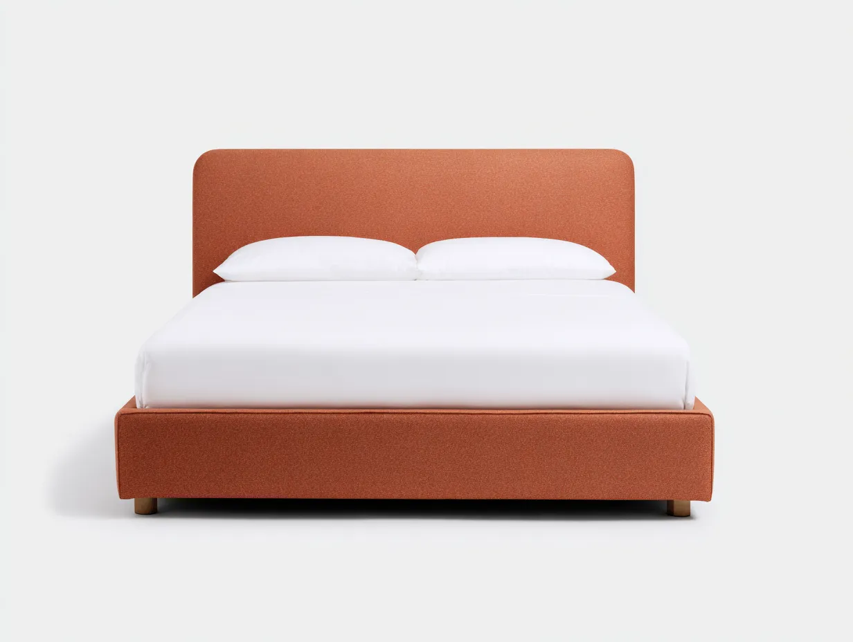 Cama Doble tapizada 200x160x104 cm - terracota - para dormitorio de estilo moderno