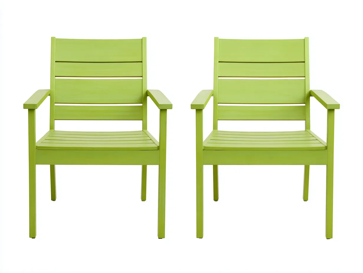 Sillón de Descanso de jardín set de 2 en madera 58x60x90 cm - verde lima - con reposabrazos