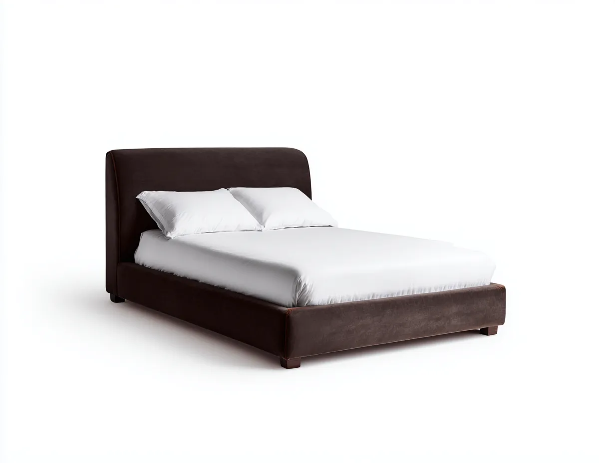 Cama Doble tapizada 200x160x105 cm - marrón oscuro - para dormitorio de estilo elegante