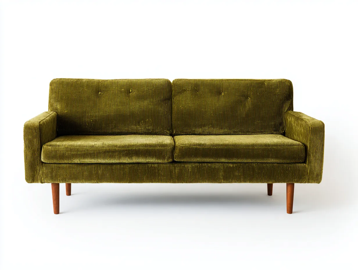 Sofá de Tres Plazas de pana 205x87x81 cm - verde musgo - para salón acogedor de estilo retro