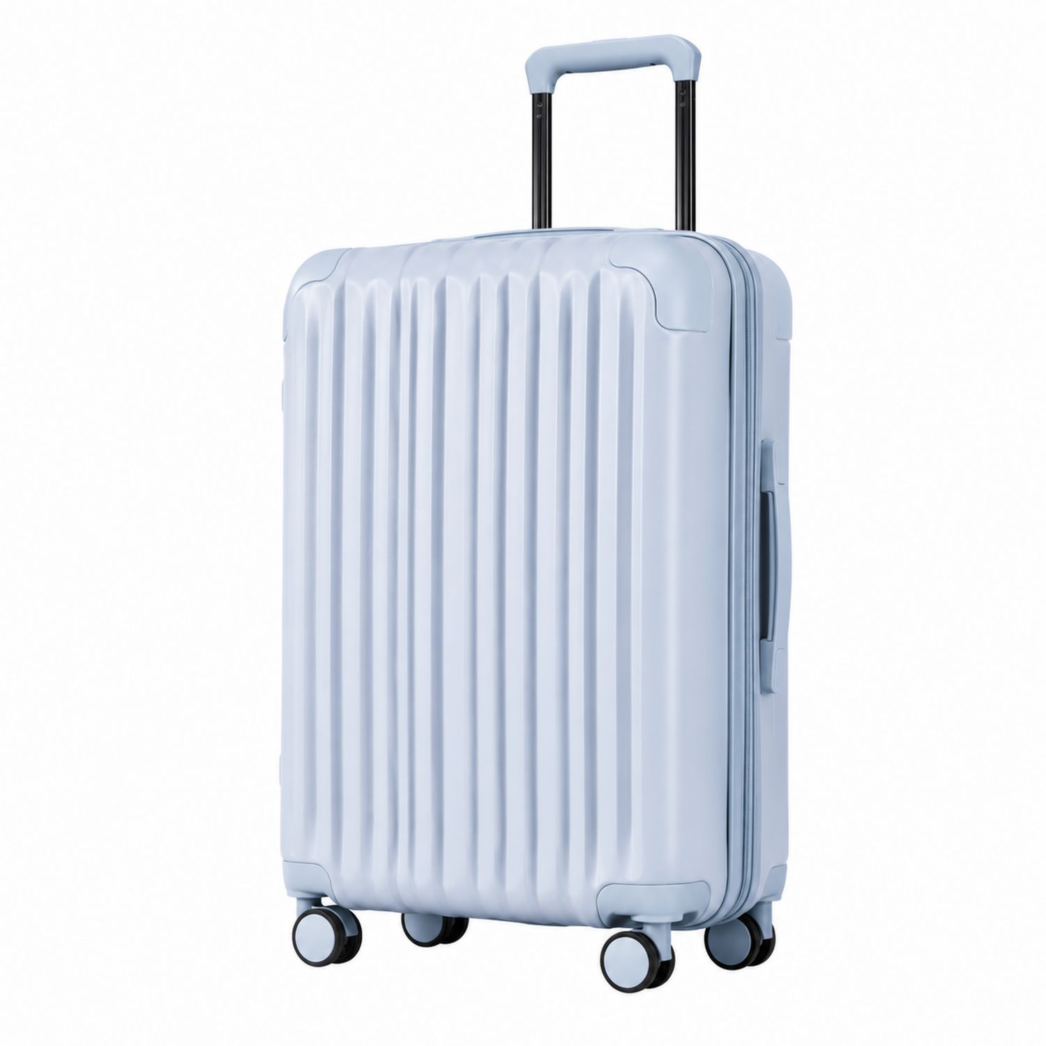 Maleta rígida azul claro 65L con ruedas giratorias y cerradura de combinación