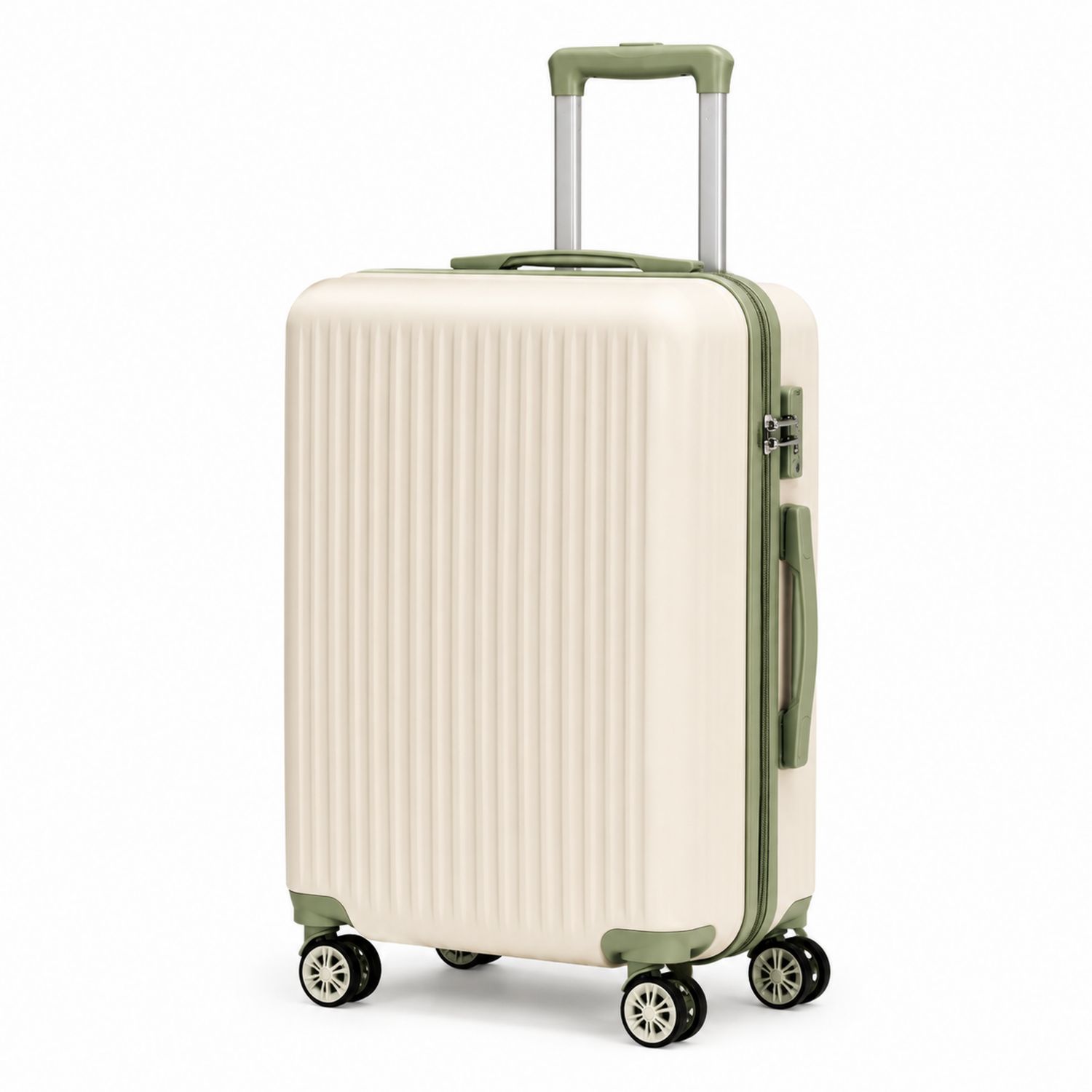 Maleta rígida beige y verde 24 pulgadas 65L