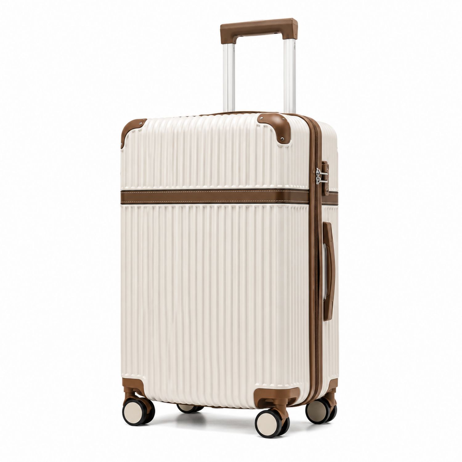 Maleta de Viaje con Ruedas Giratorias Crema y Marrón 75L