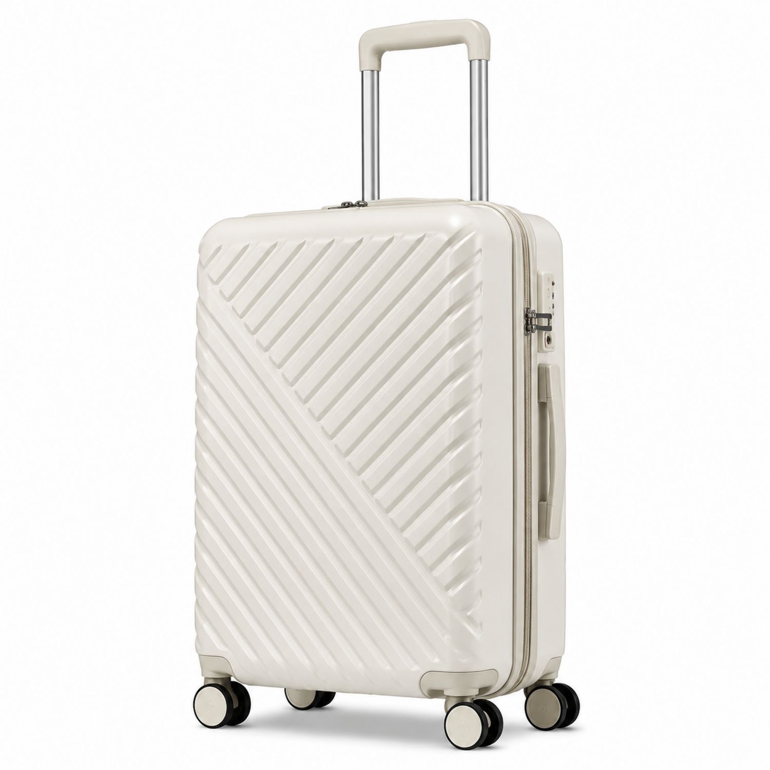 Maleta de viaje blanca con ruedas giratorias 55cm, capacidad 40L