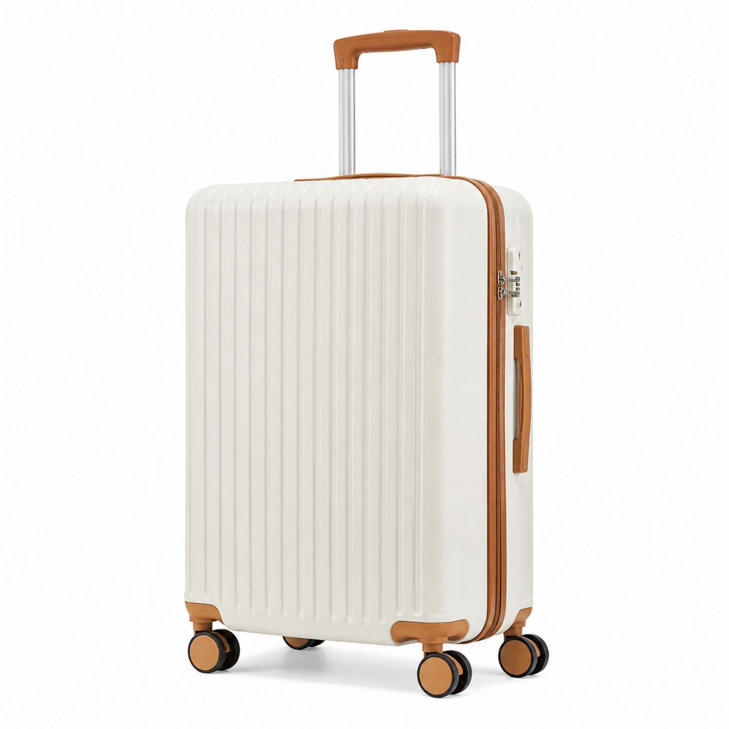 Maleta Grande Blanca con Ruedas Giratorias y Cerradura de Combinación