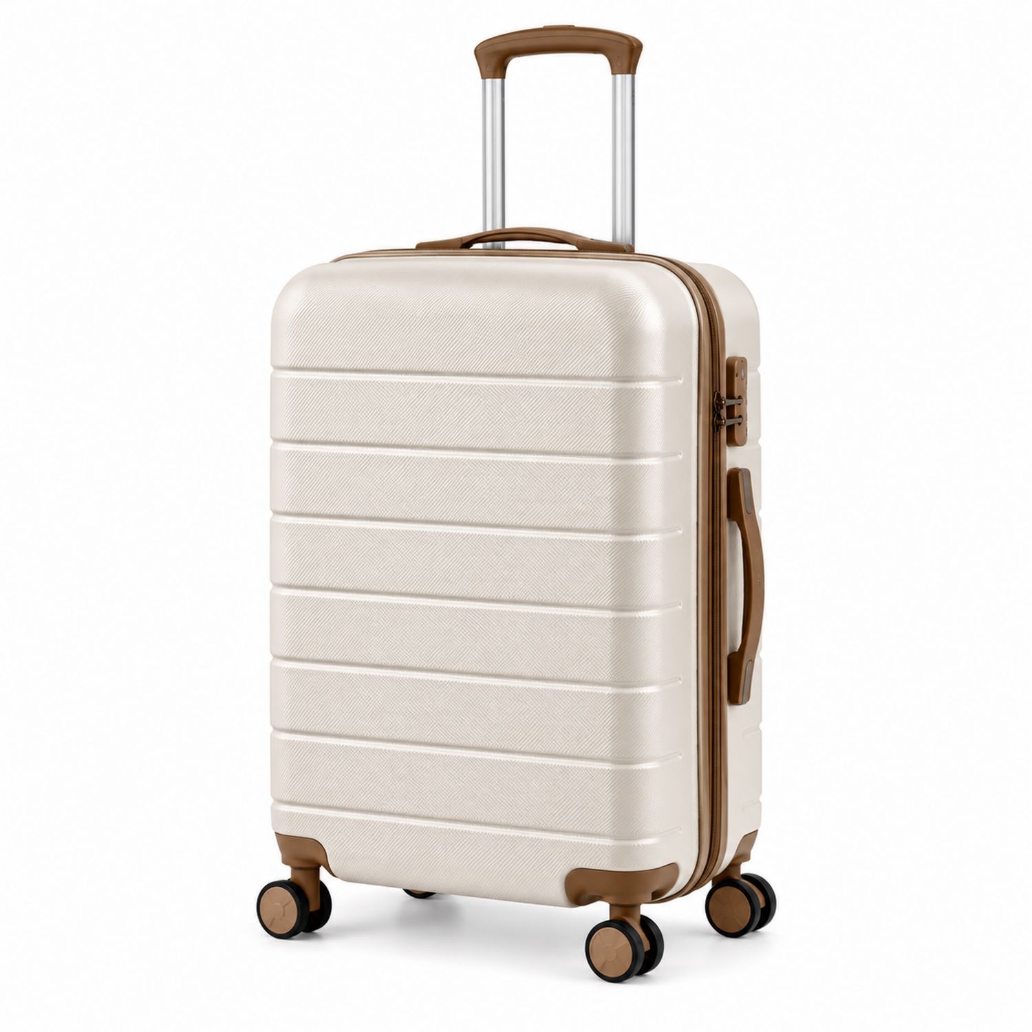 Maleta de viaje rígida con ruedas giratorias Beige 55cm