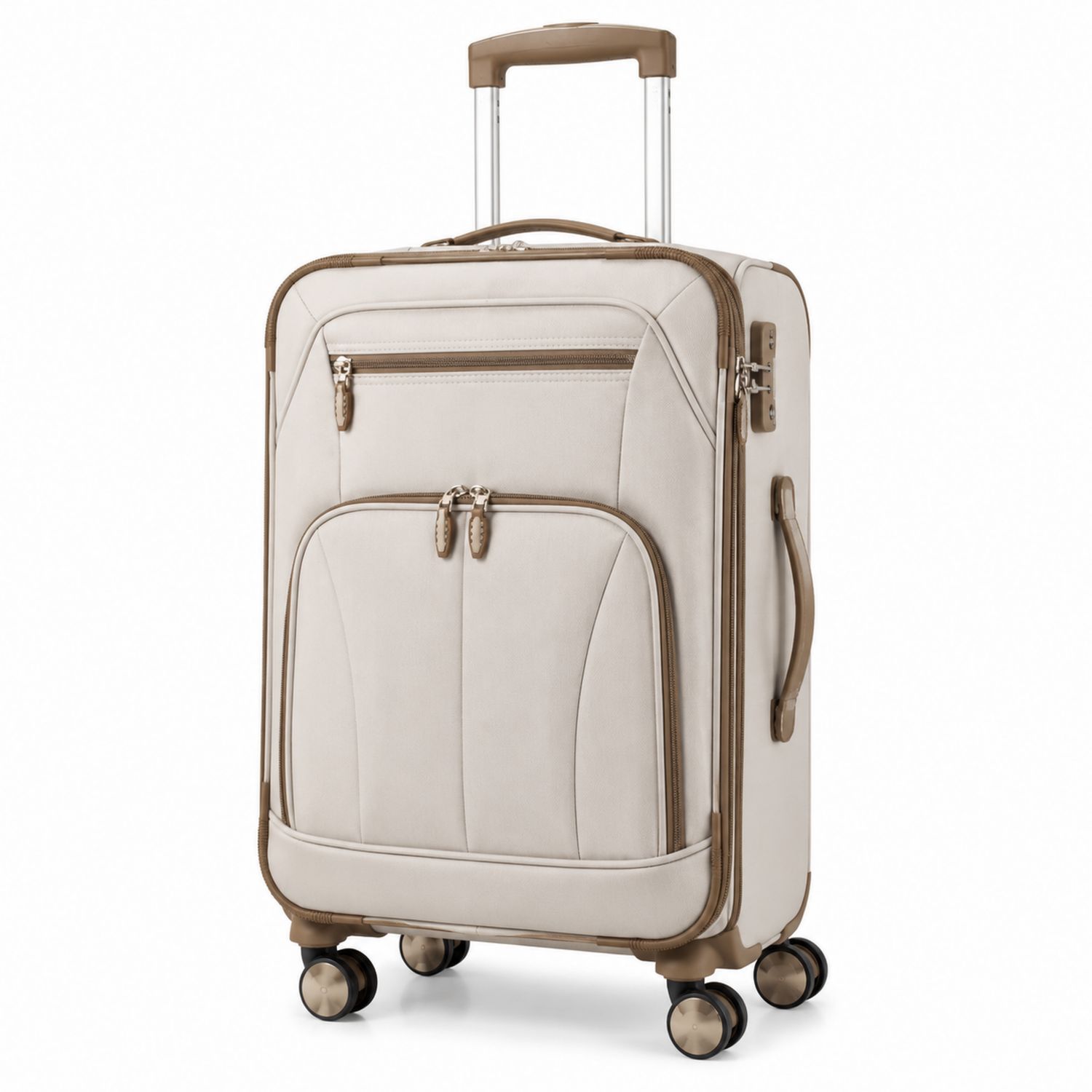 Maleta de Viaje Beige con Ruedas Giratorias de 40L