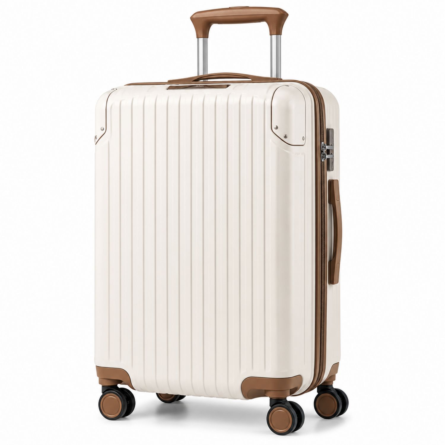 Maleta rígida con ruedas giratorias beige