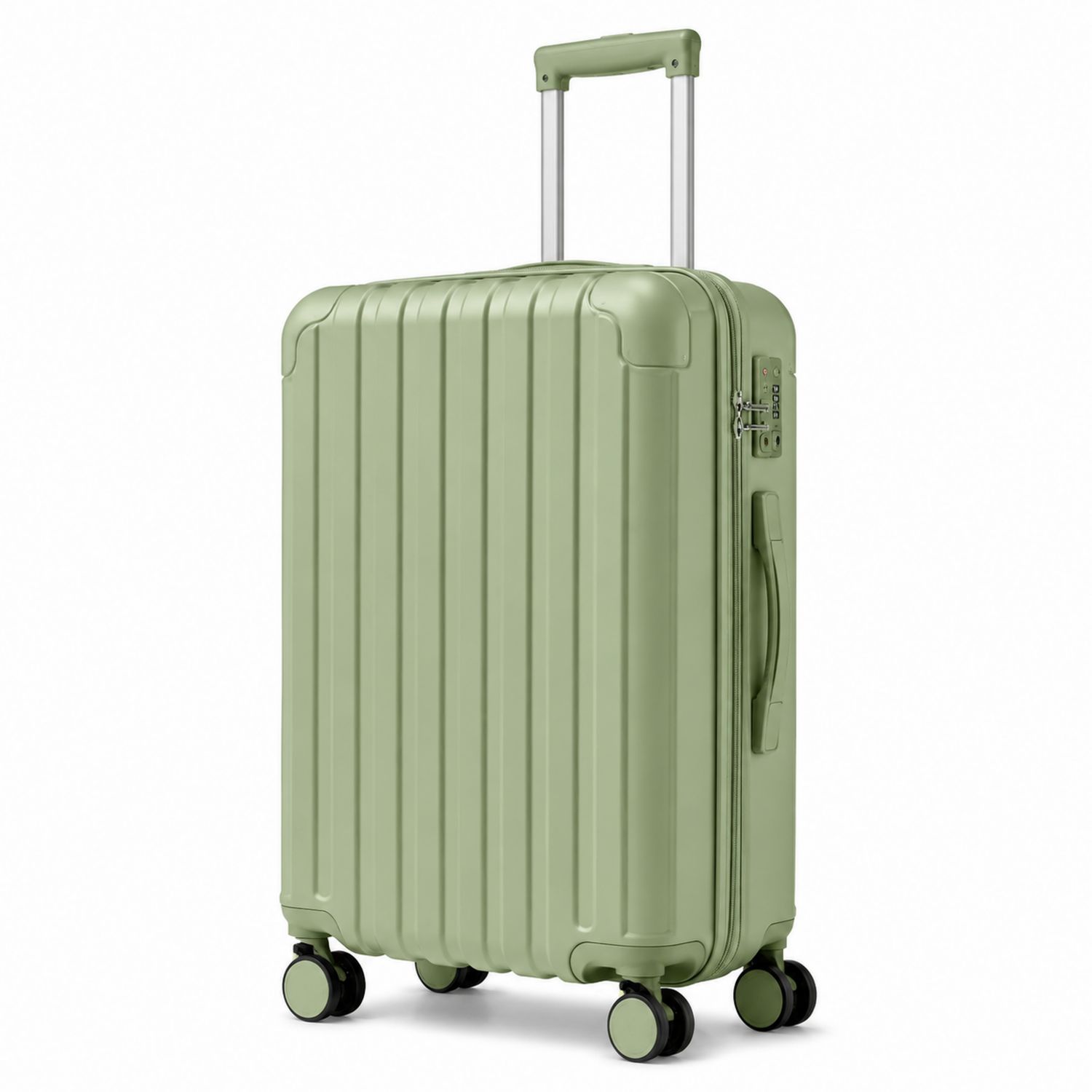 Maleta rígida de viaje 60L verde pistacho con ruedas giratorias y candado TSA