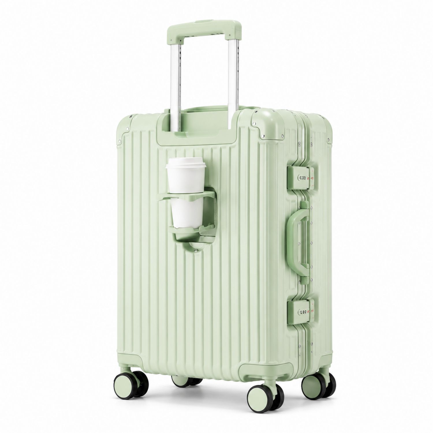 Maleta Rígida Verde Menta con Porta Tazas 35L