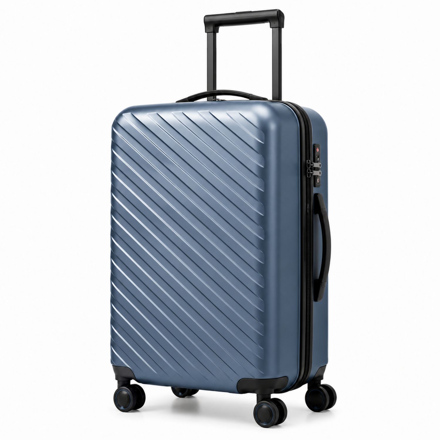 Maleta rígida azul de 55cm con ruedas giratorias TSA
