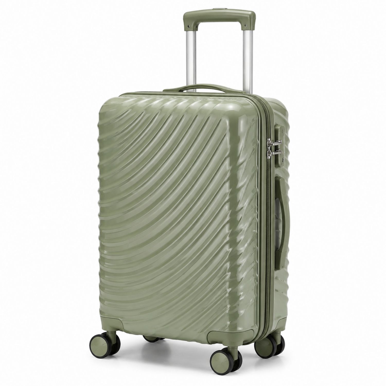 Maleta de Viaje Rígida Verde 35L con Ruedas Giratorias y Candado