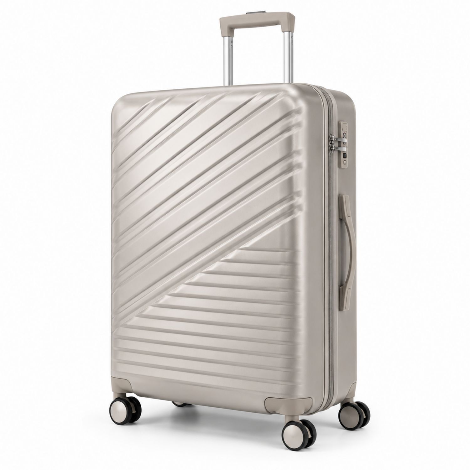 Maleta rígida dorada 75cm con ruedas giratorias y cerradura de combinación