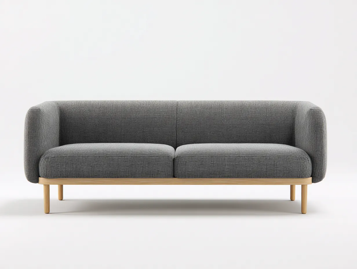 Sofá de Tres Plazas en tejido - gris - 210x84x76 cm - para salón - estructura de madera clara estilo nórdico