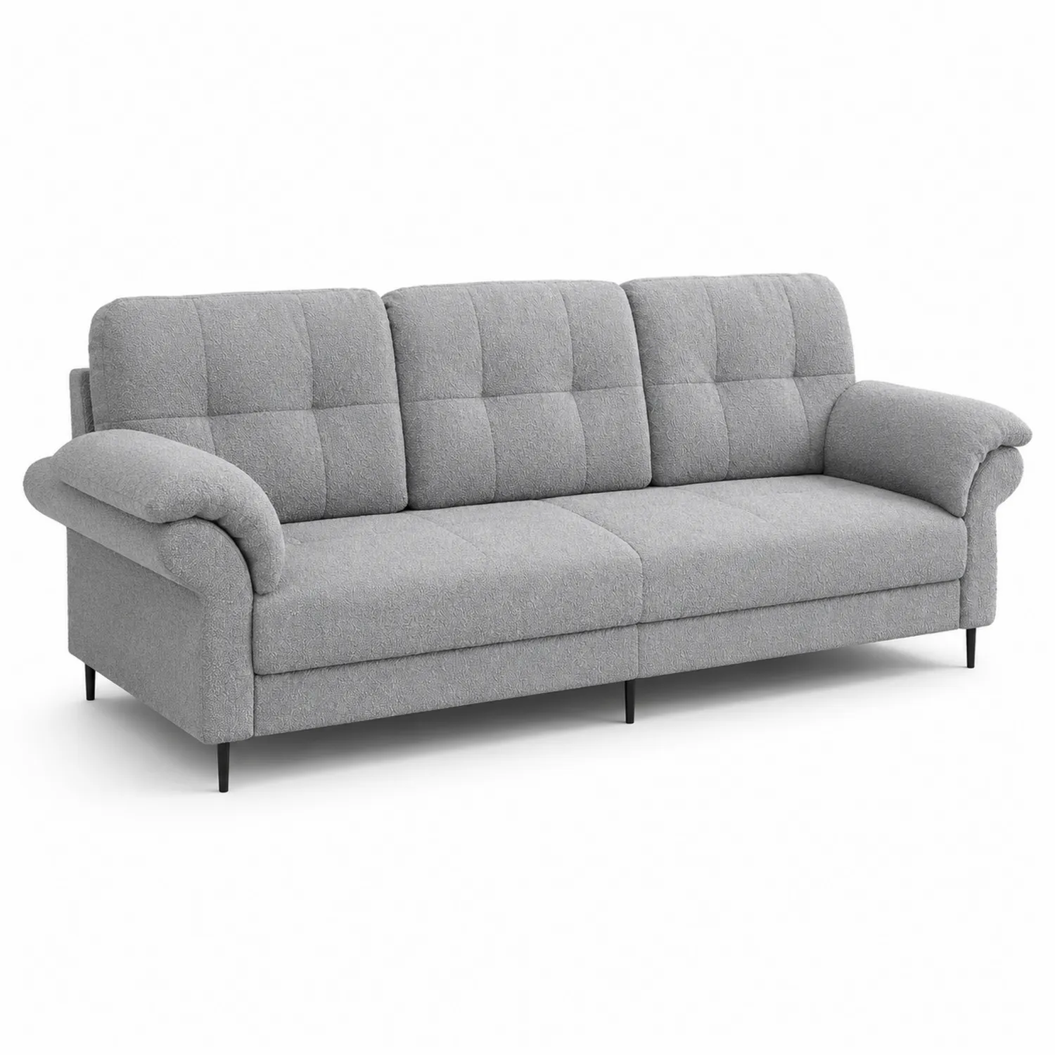 Sofa trzyosobowa szara, tkanina poliestrowa, 220x95x85 cm