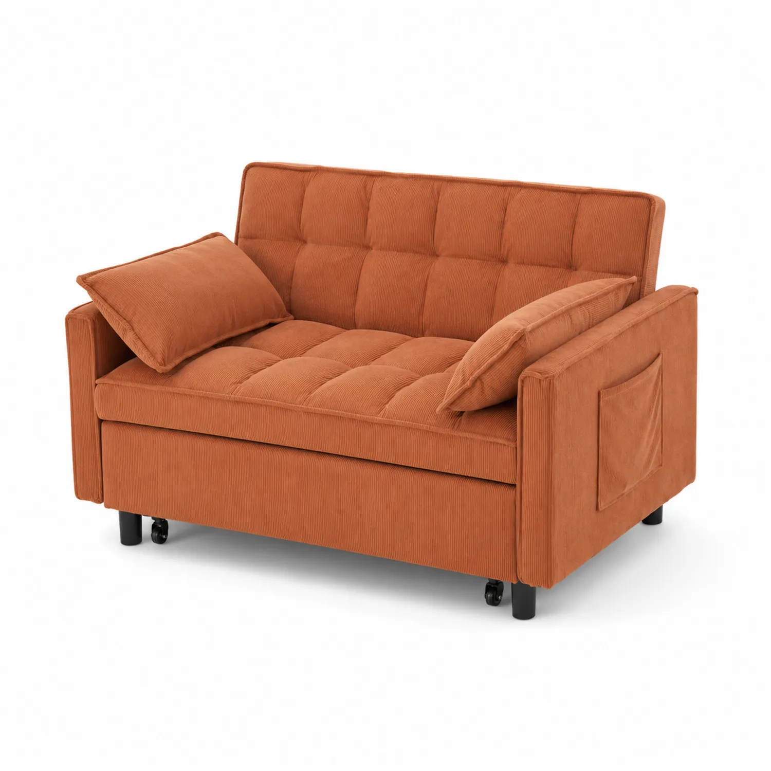 Sofa dwuosobowa z sztruksu pomarańczowa 160 cm