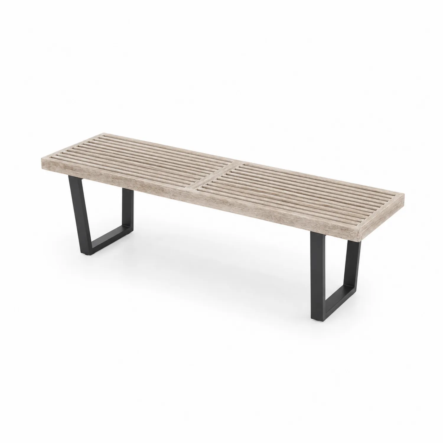 Ławka drewniana z metalowymi nogami 120cm Jasnoszary