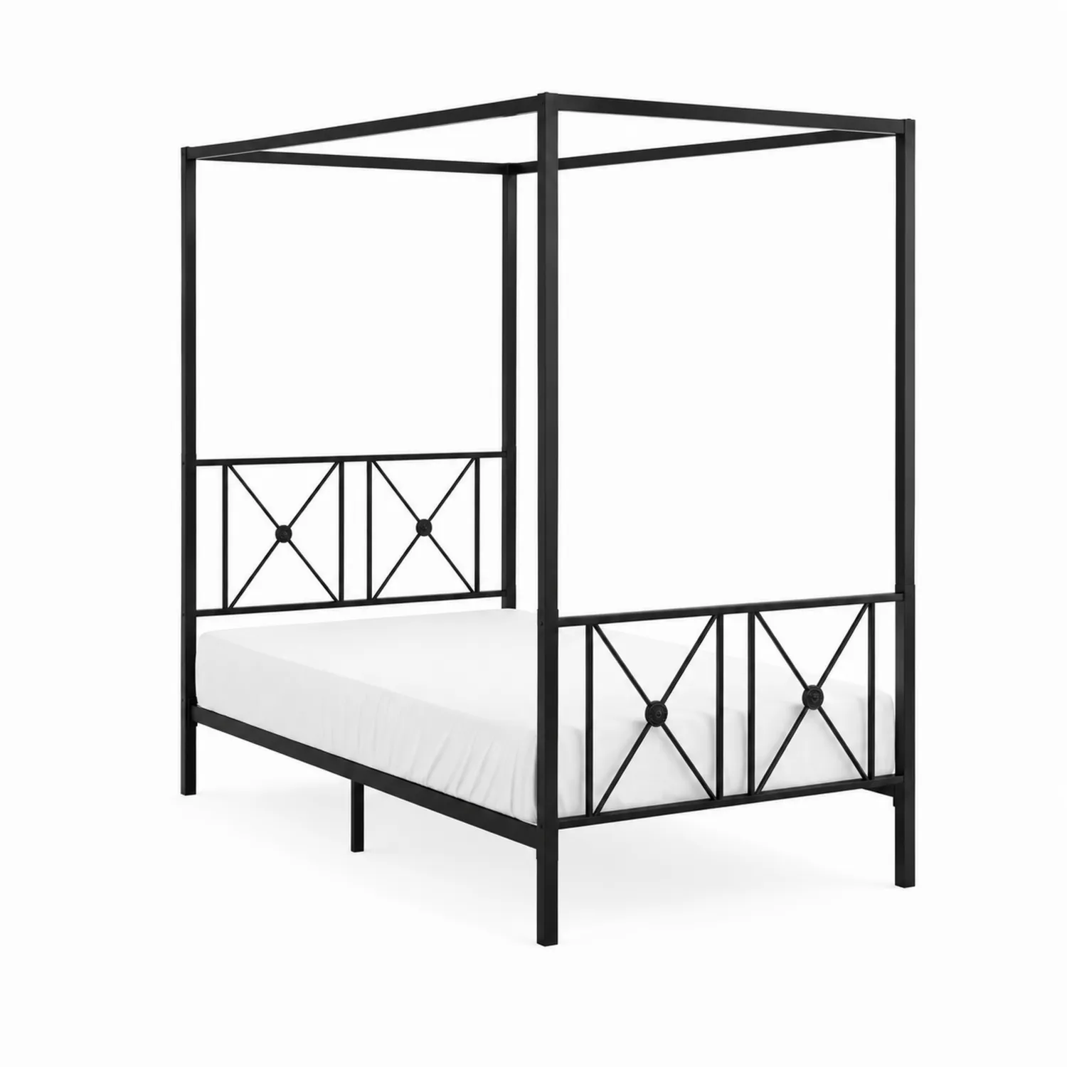 Łóżko z baldachimem metalowe czarne 200x140 cm