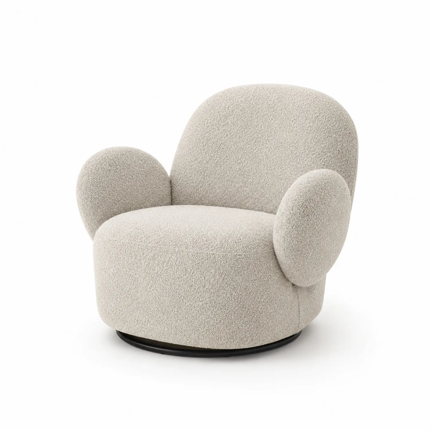 Fotel obrotowy z materiału bouclé 70 cm Beżowy