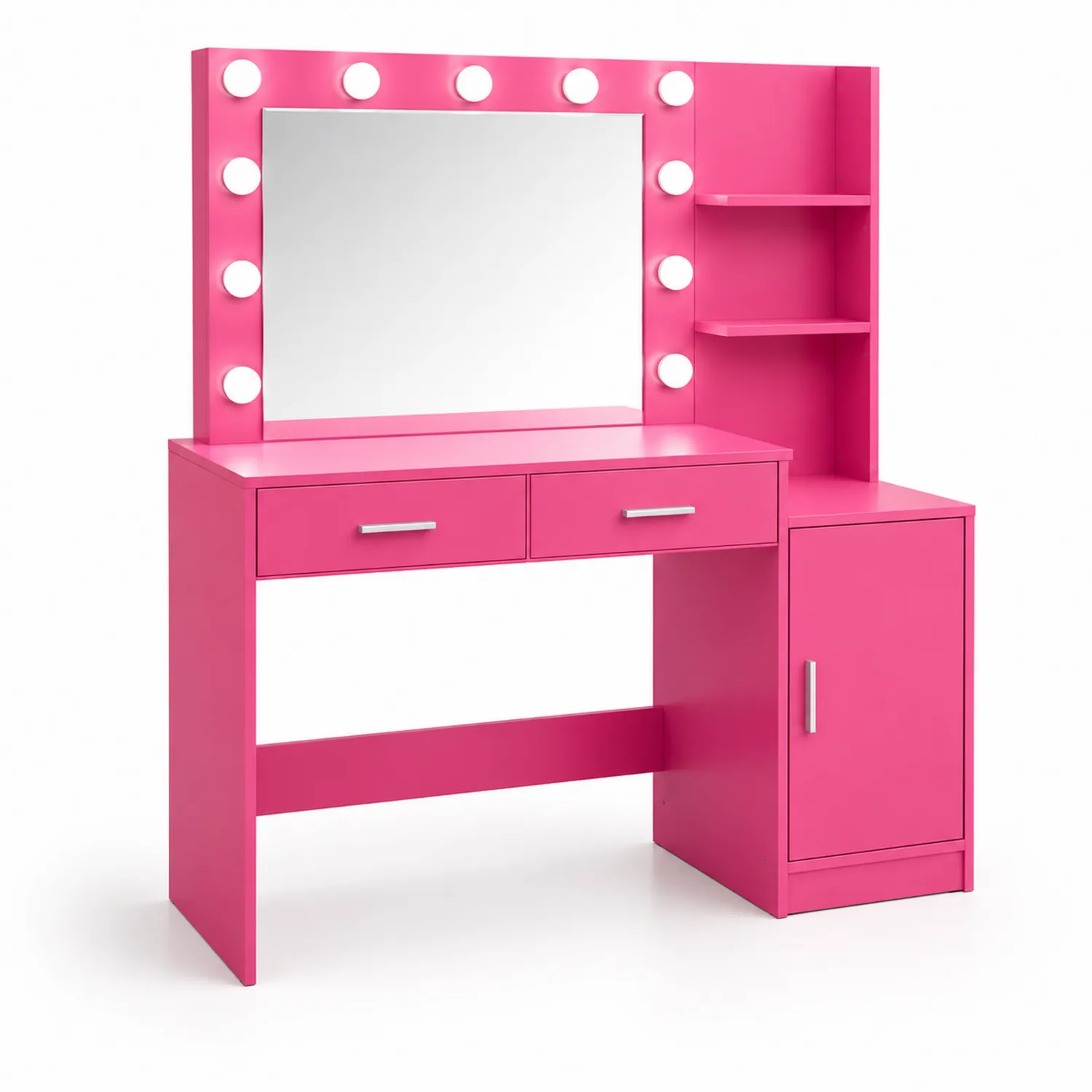 Toaletka z MDF z lustrem i lampkami LED, różowy