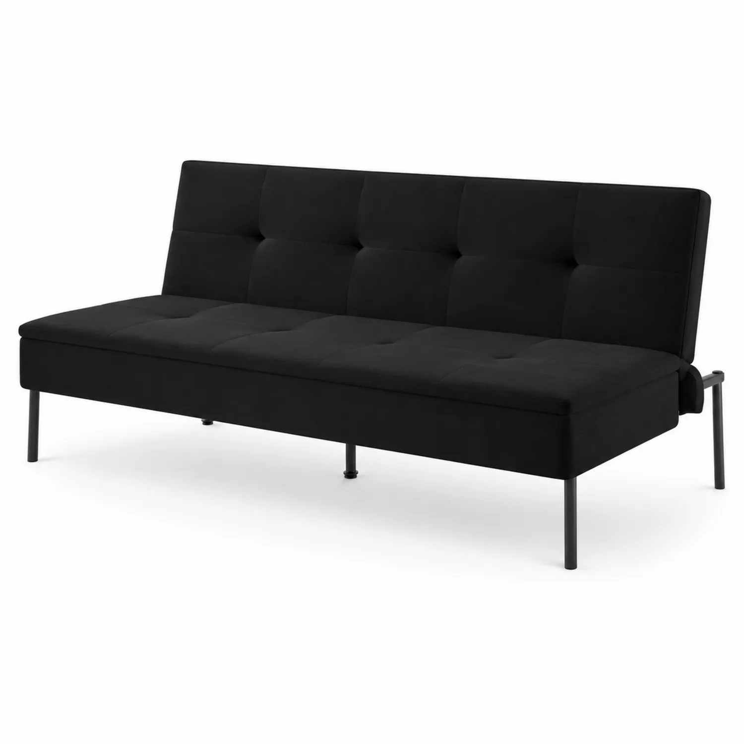 Czarna Sofa Rozkładana 3-osobowa z Mikrofibry