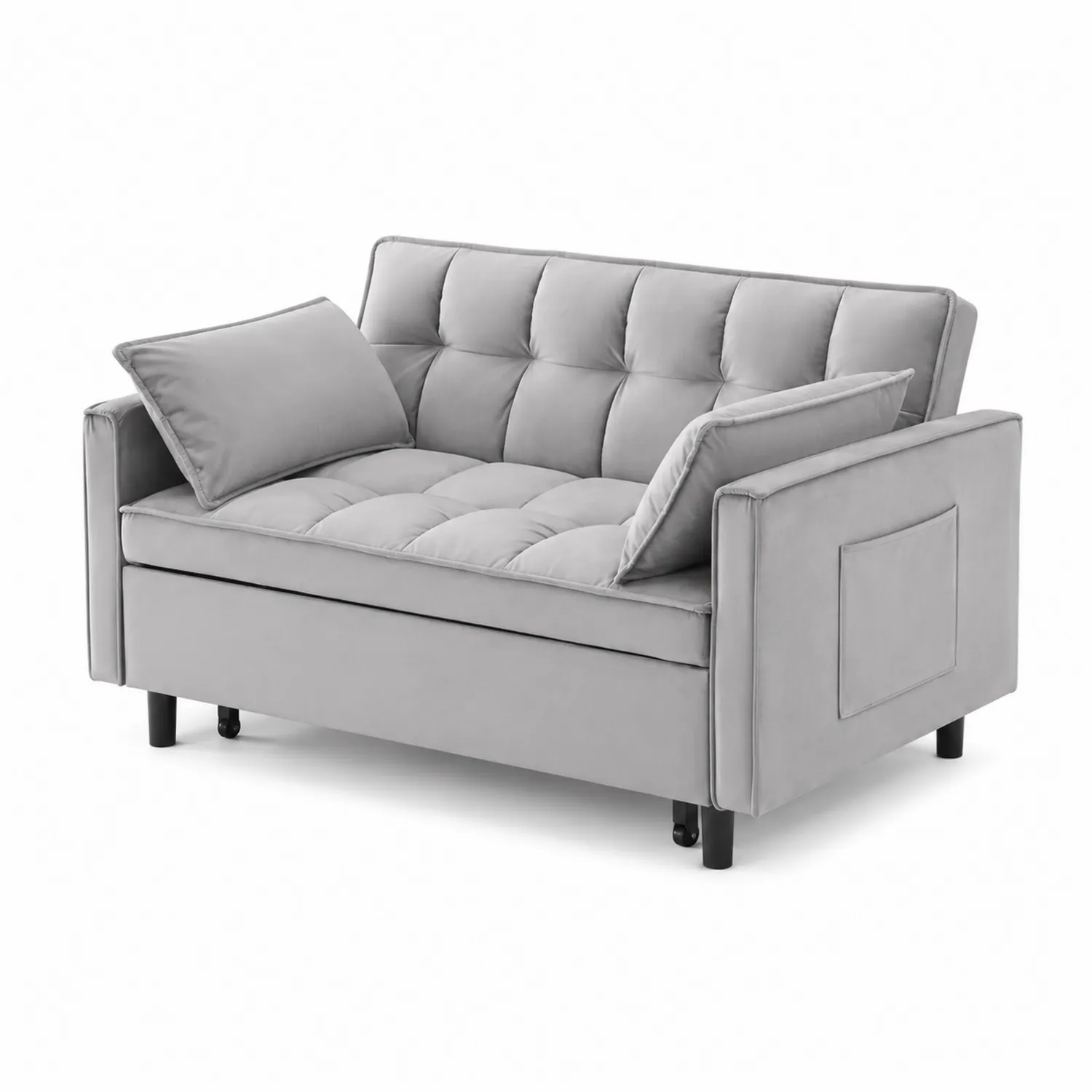 Sofa Rozkładana Dwuosobowa z Poliestru 150 cm Szara