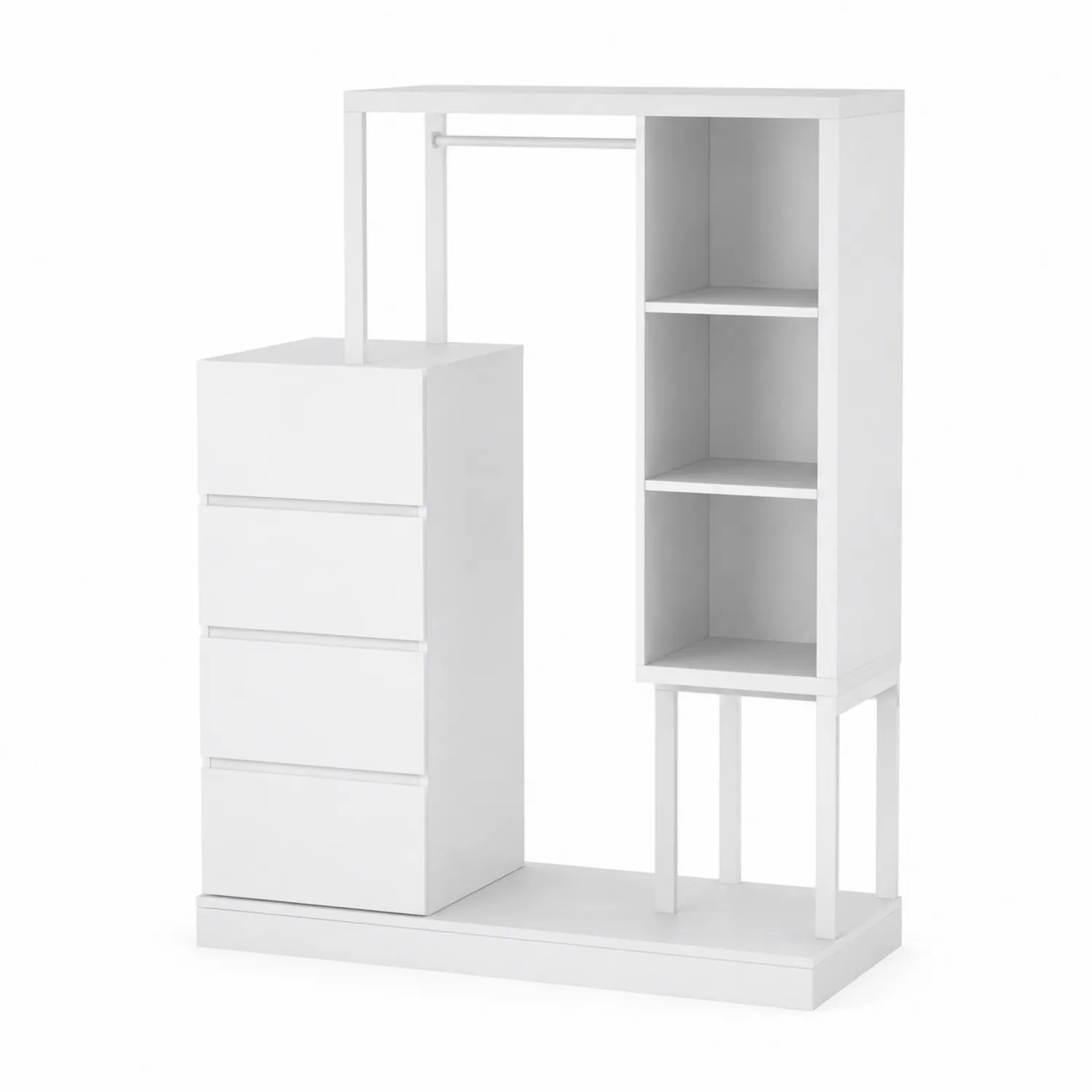 Szafa z Półkami i Szufladami Biała MDF 155x100x40 cm