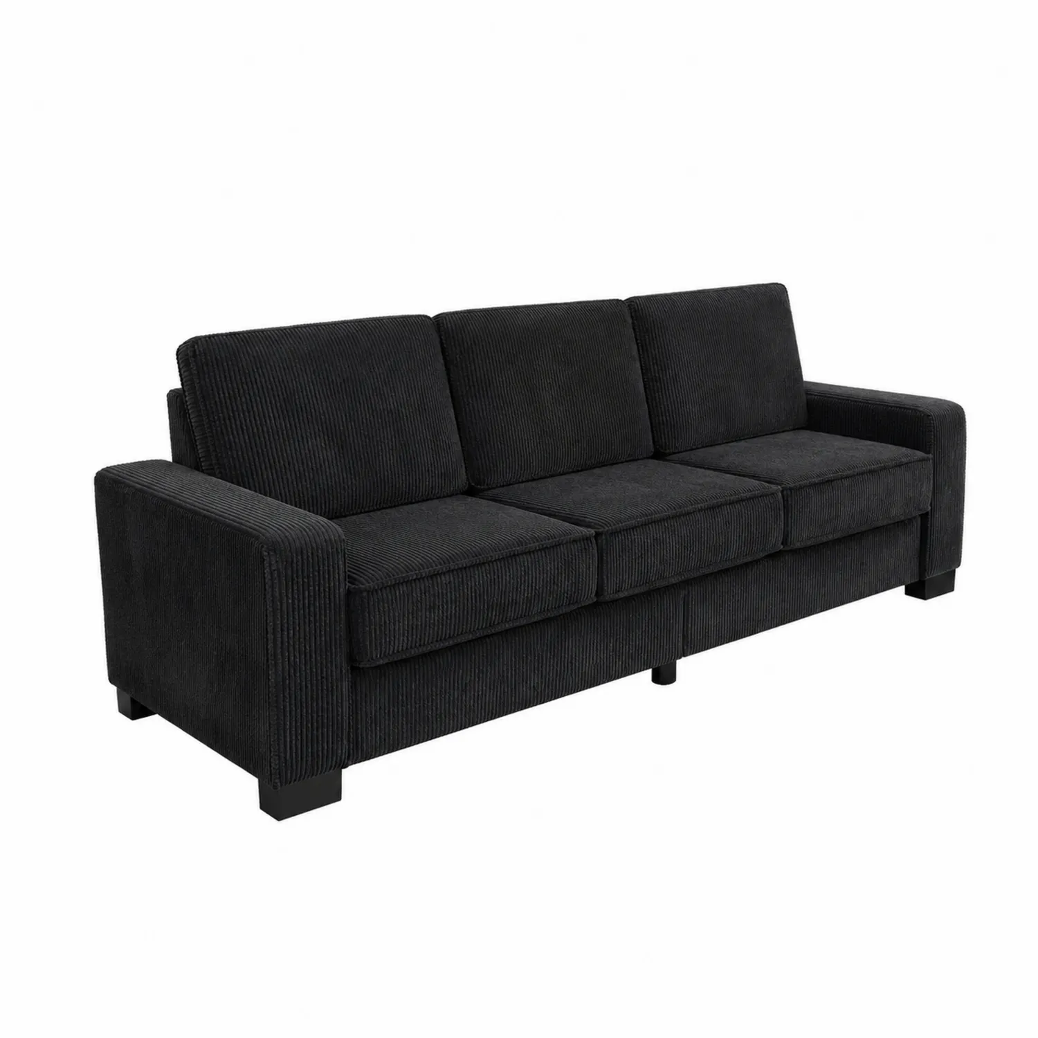 Sofa trzyosobowa sztruksowa czarna