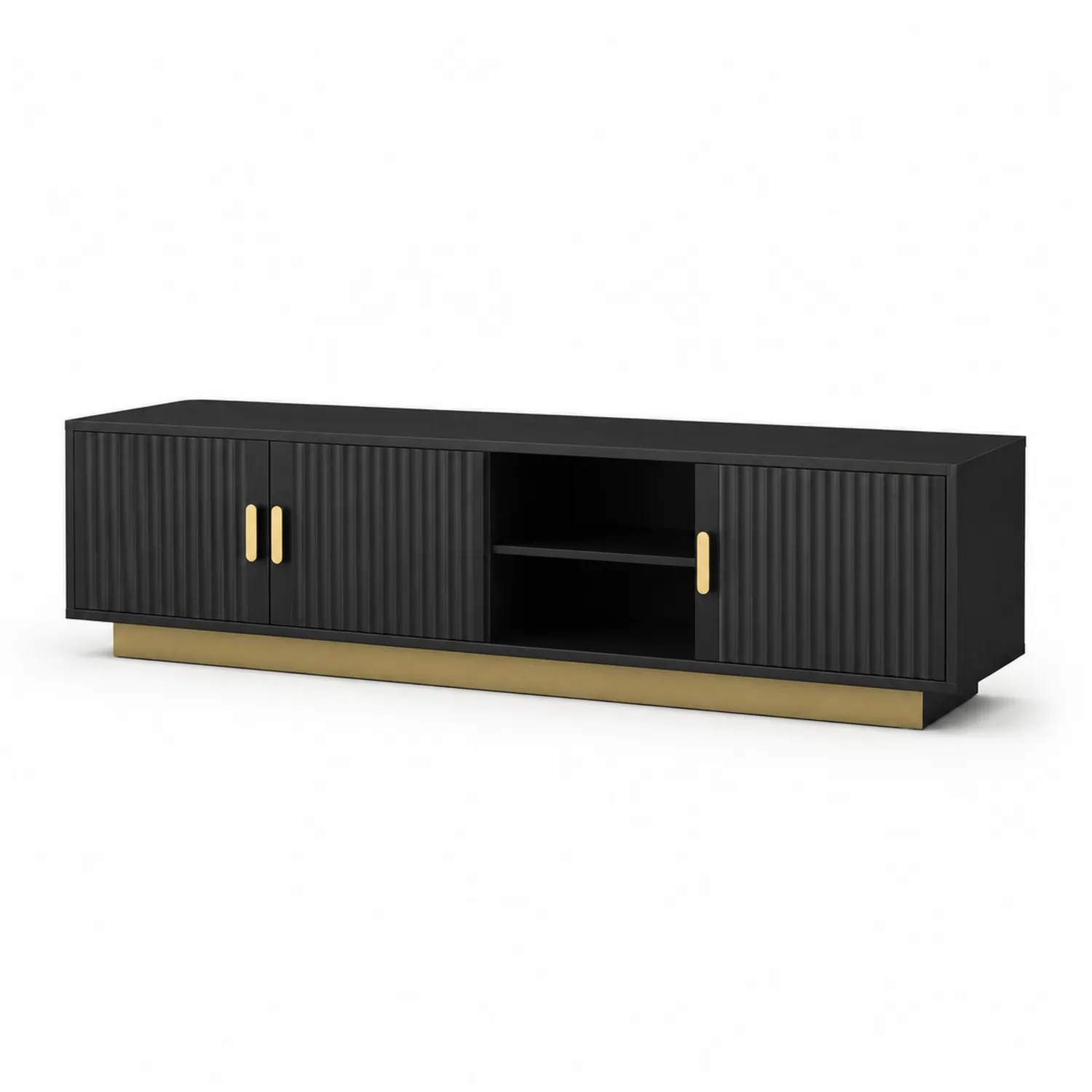 Szafka RTV czarna z MDF i aluminium 180 cm