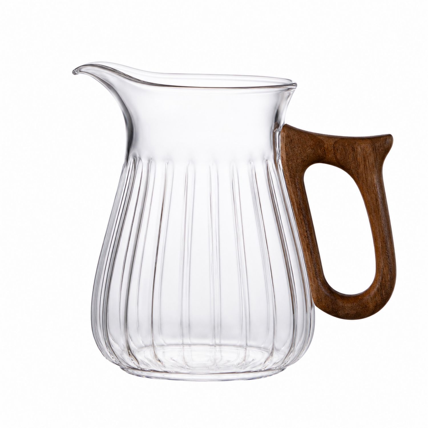 Caraffa in Vetro con Manico in Legno, 750ml, Trasparente-Valnitor