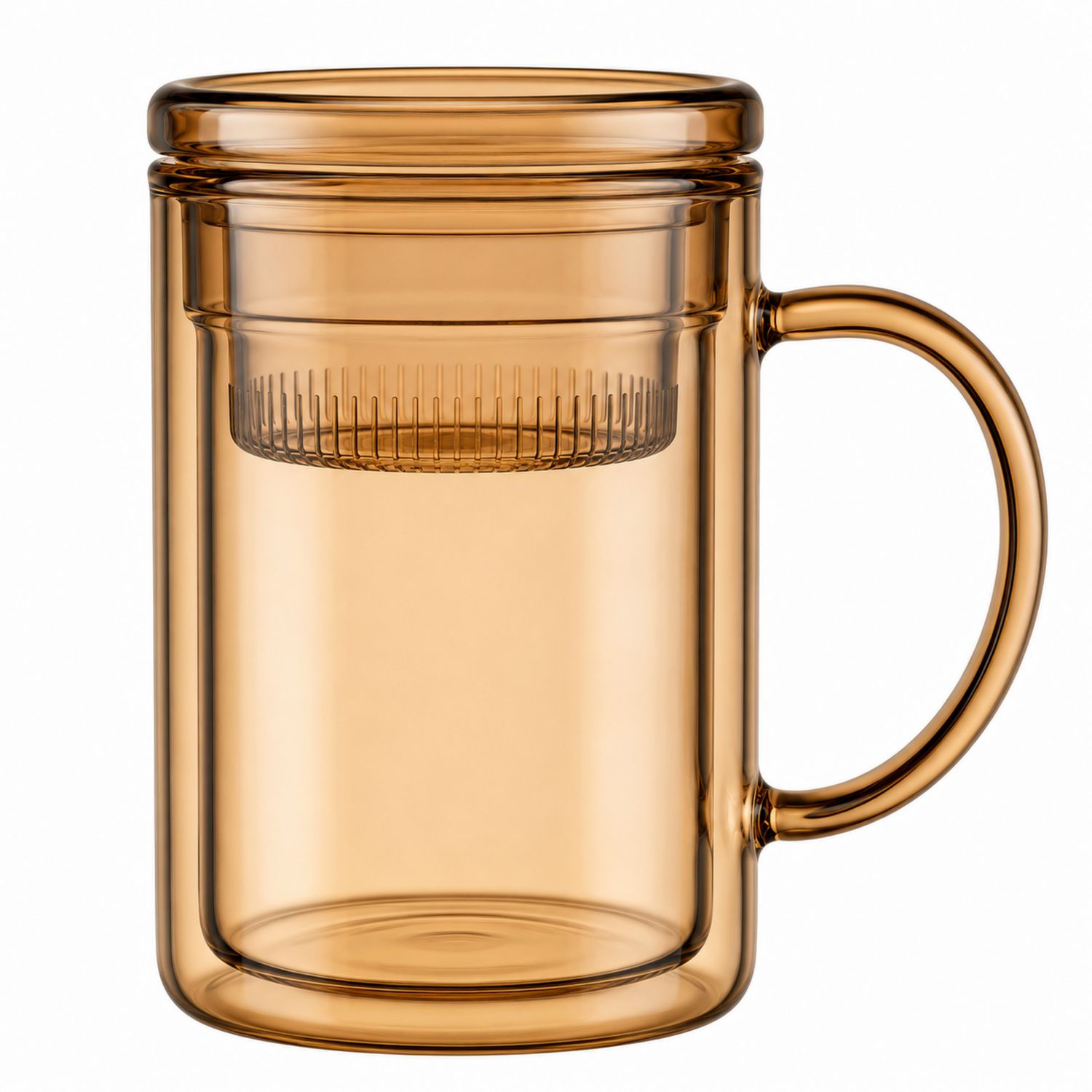 Tazza da Tè Vetro Ambrato con Infusore Rimovibile 350 ml-Valnitor