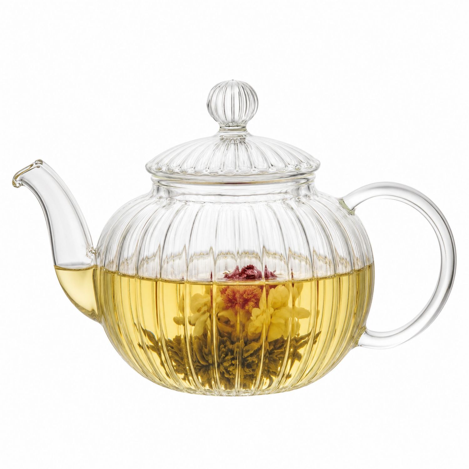 Teiera in vetro trasparente 750ml con design decorativo-Valnitor