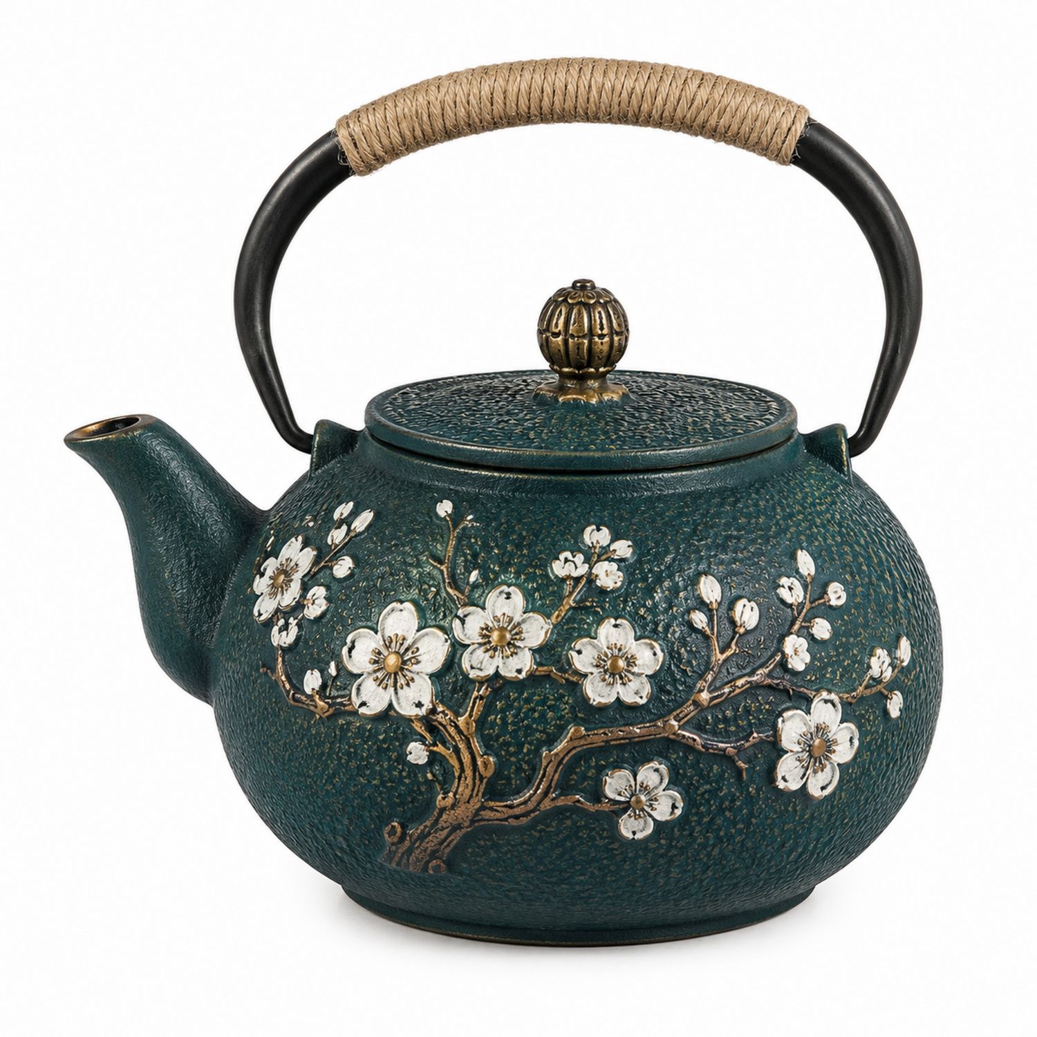 Teiera in Ghisa con Motivi Floreali 800ml Verde-Valnitor