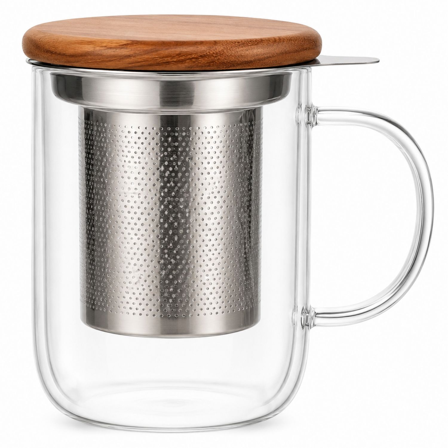 Tazza con Infusore Trasparente e Coperchio in Legno-Valnitor