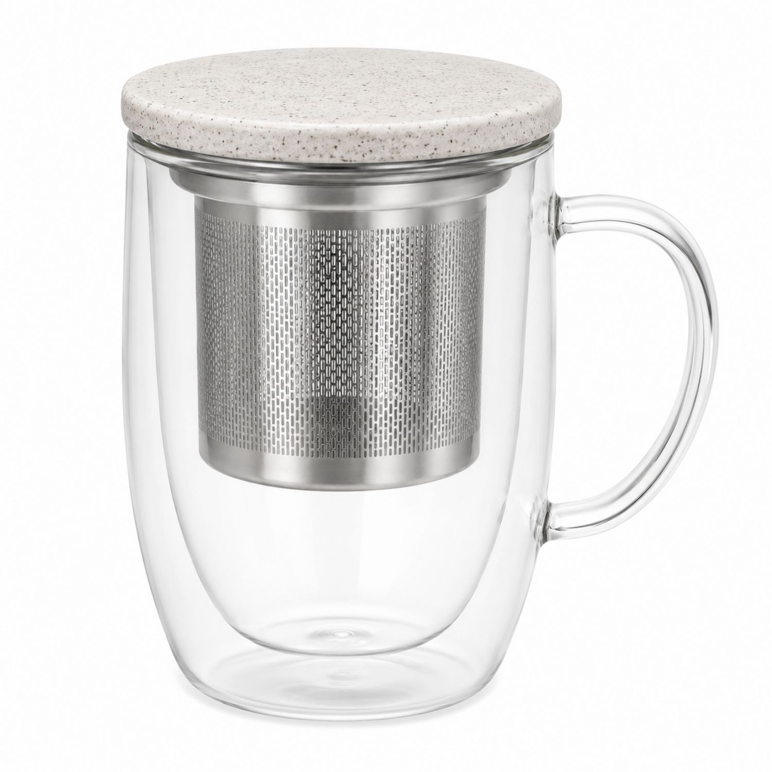 Tazza da tè in vetro con infusore e coperchio in ceramica, 300 ml-Valnitor