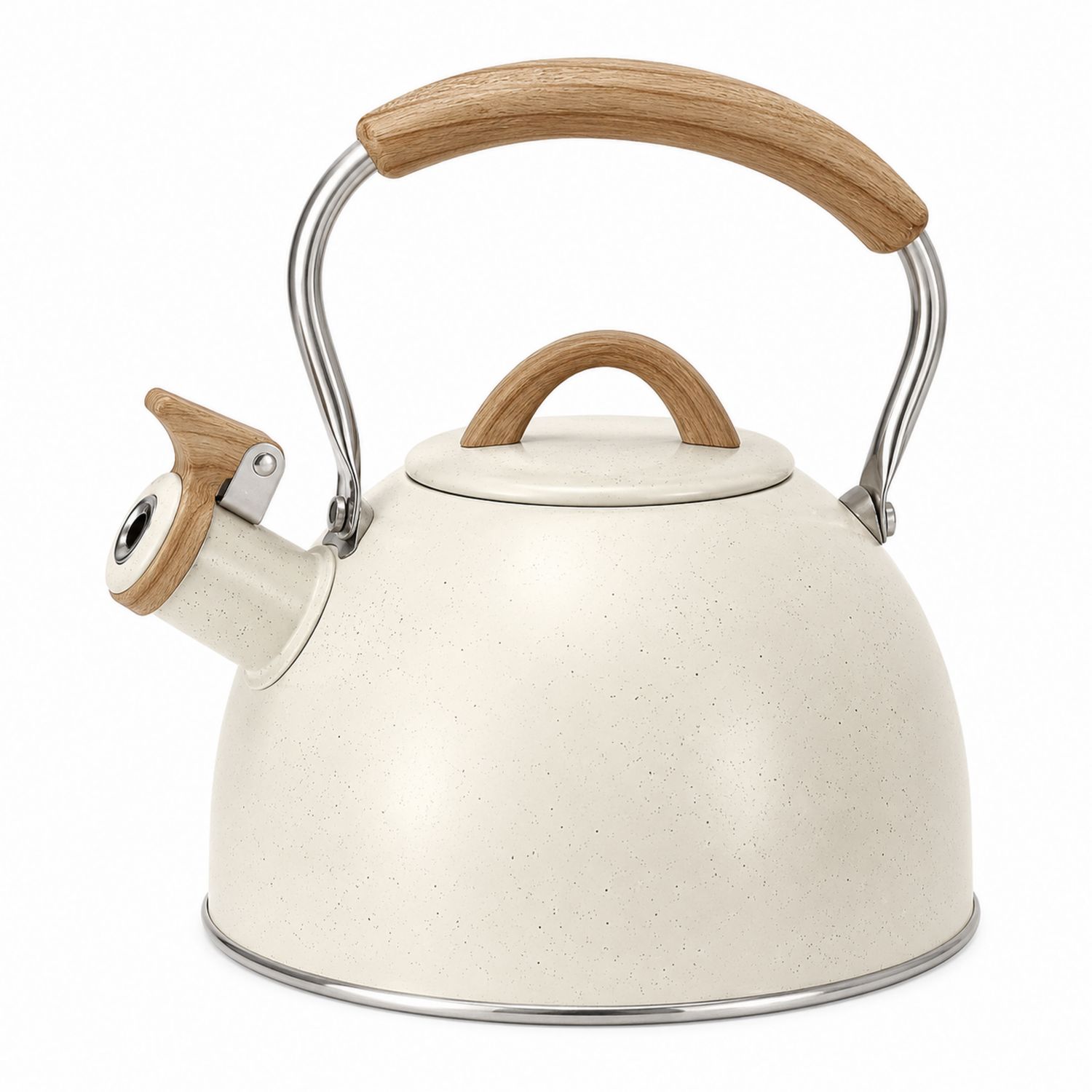 Bollitore da tè 1500ml con manico in legno beige-Valnitor
