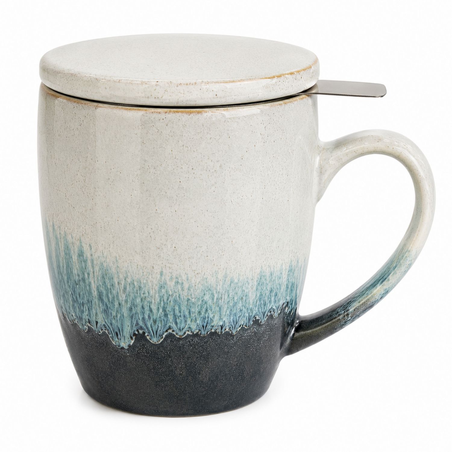 Tazza in Ceramica con Coperchio e Filtro, Design Sfumato, 350ml-Valnitor