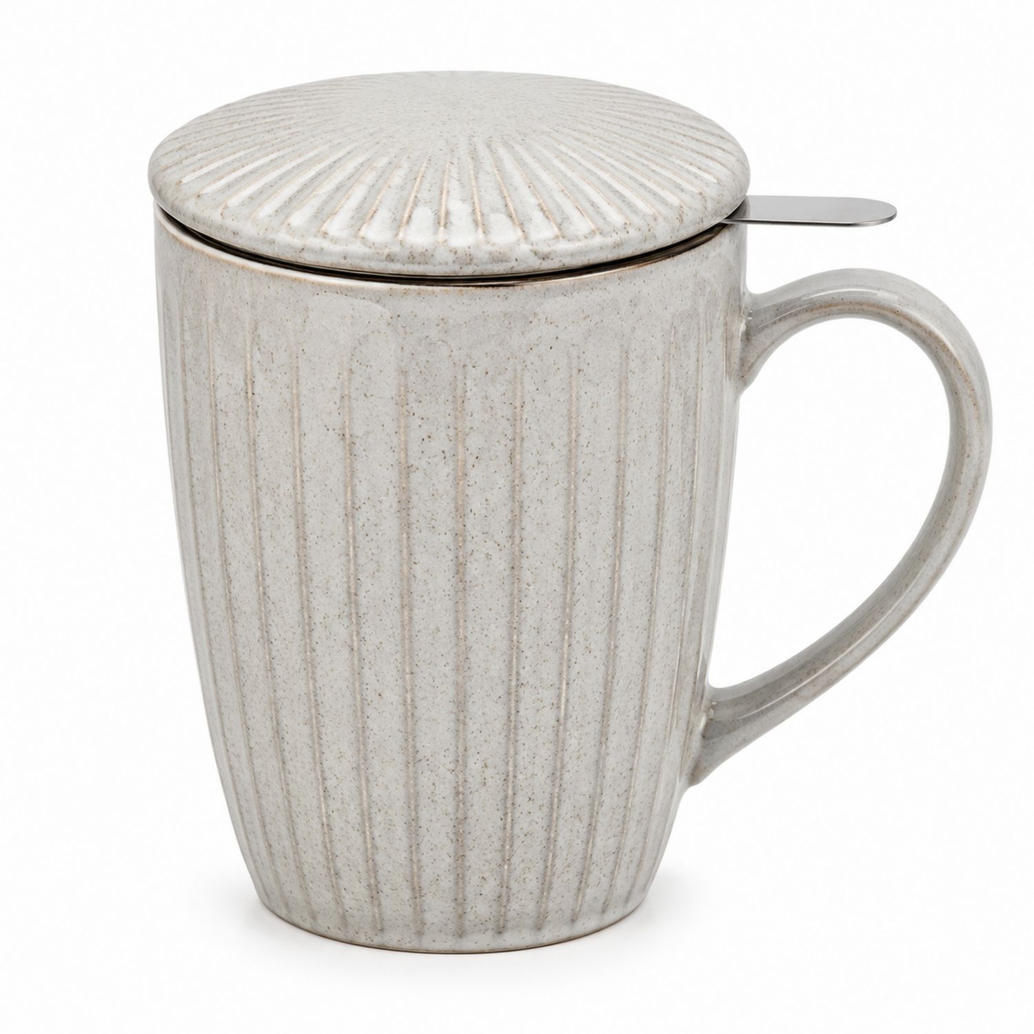 Tazza in Ceramica Beige con Coperchio e Filtro-Valnitor