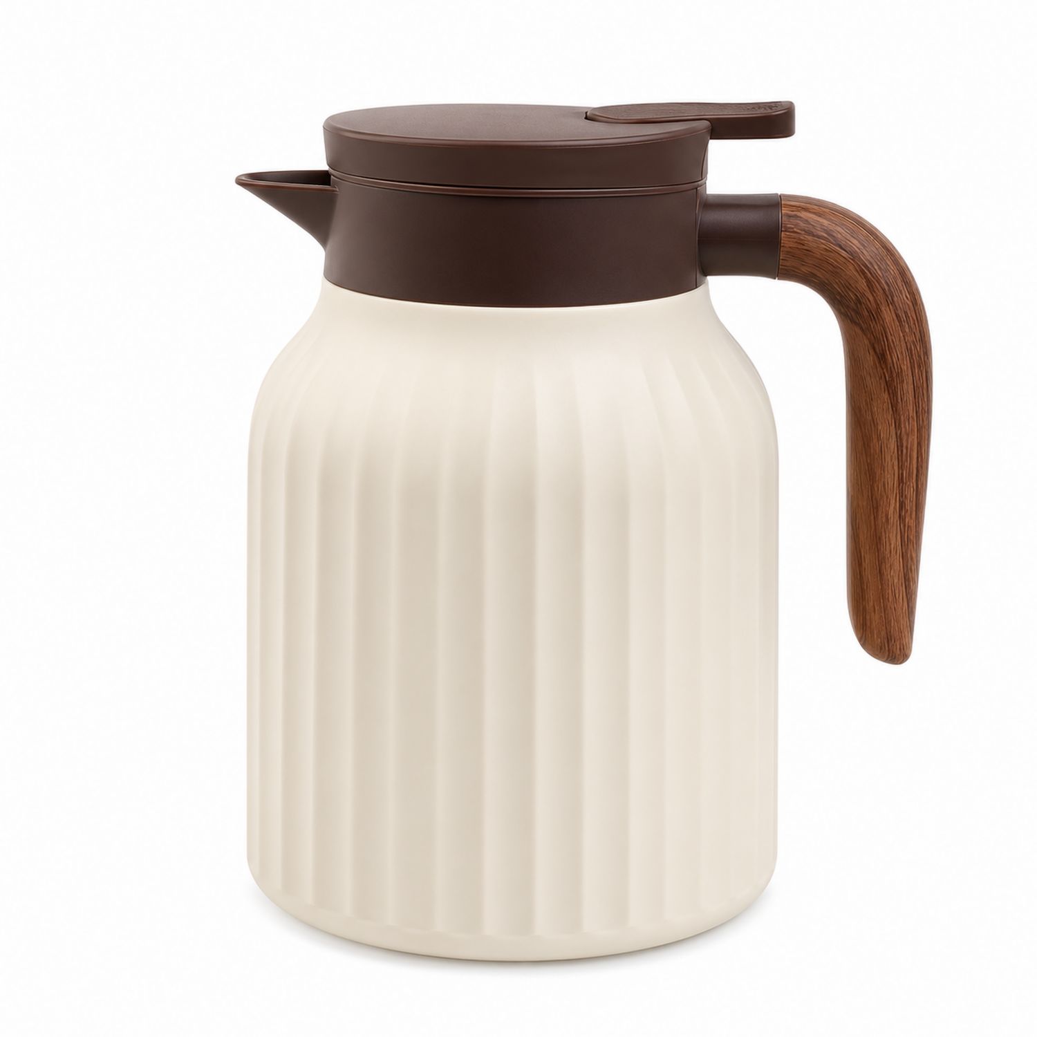 Caraffa termica beige e marrone 1500ml con manico in legno-Valnitor