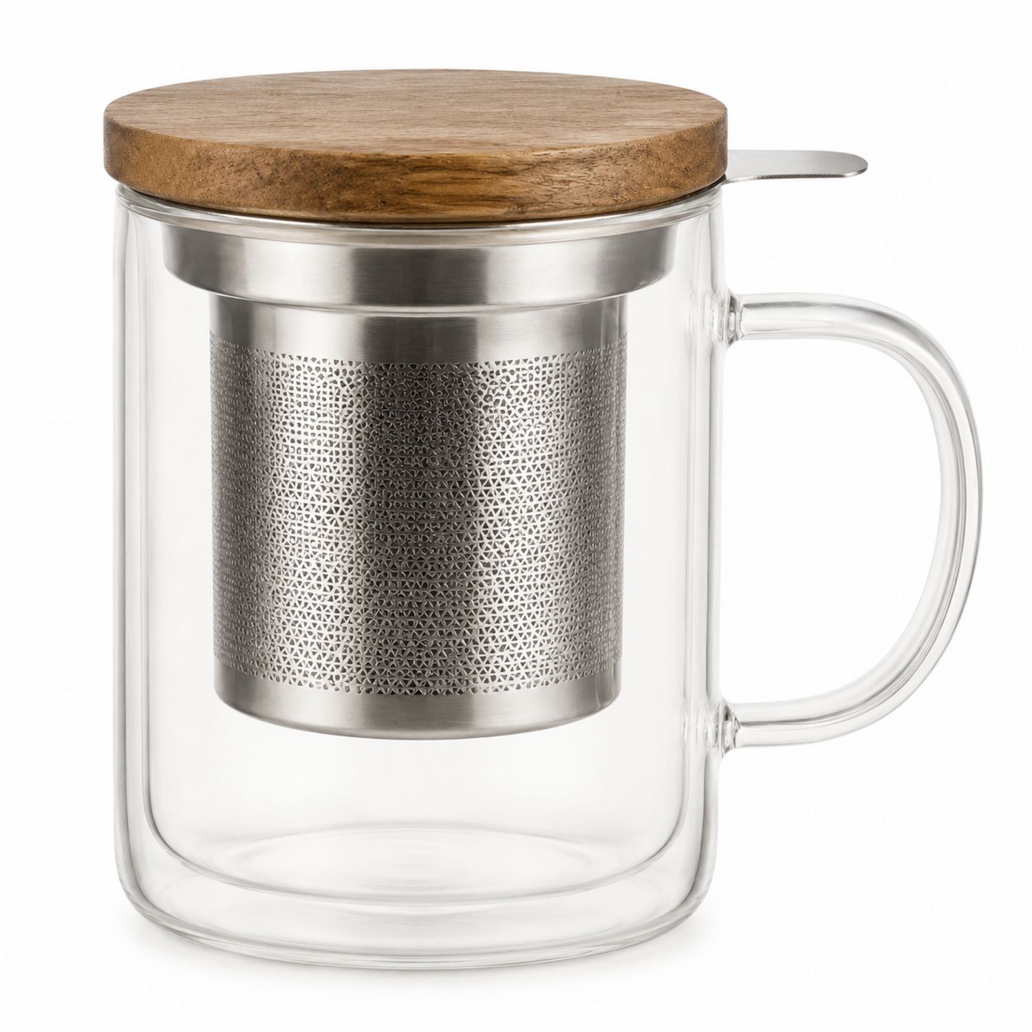 Tazza in vetro con infusore in acciaio e coperchio in legno 350ml-Valnitor
