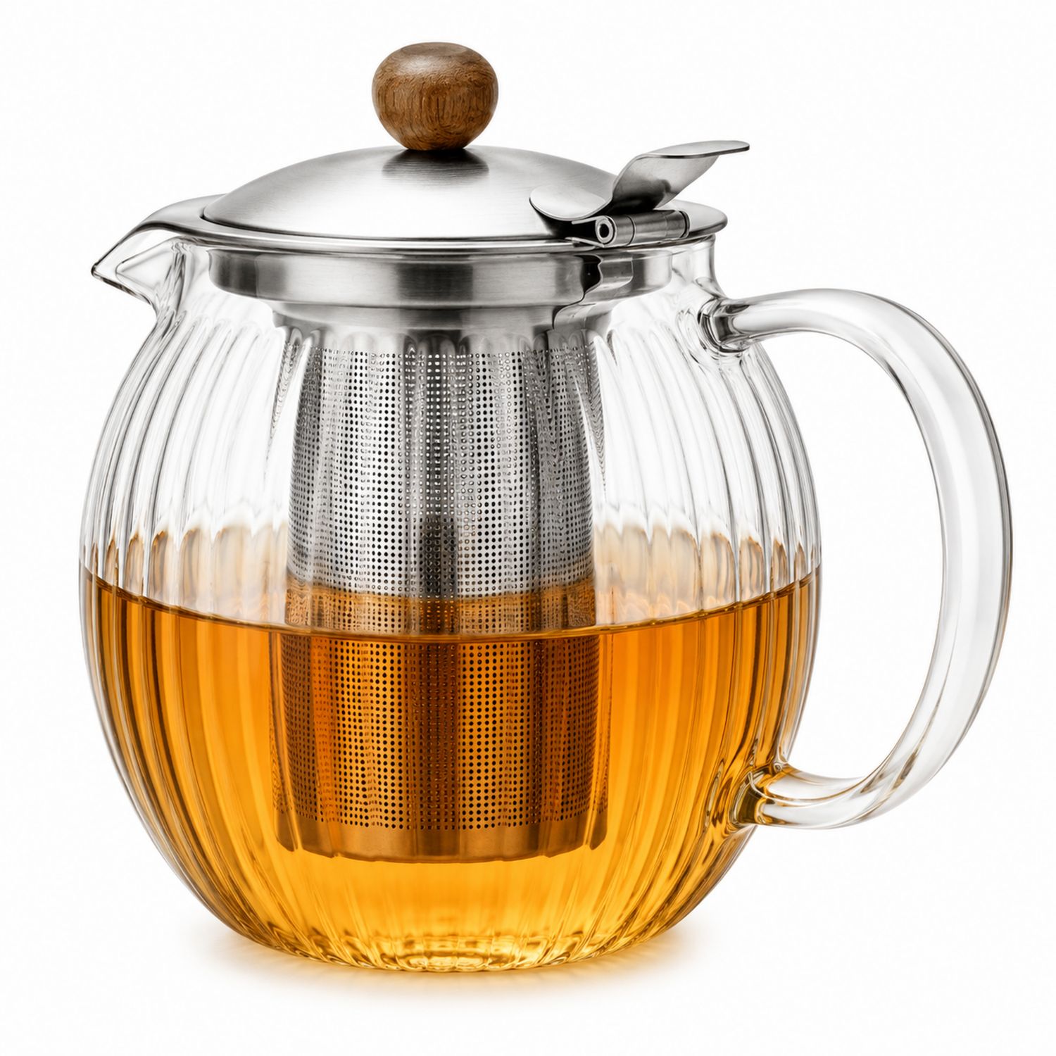 Teiera in Vetro con Infusore in Acciaio Inox 1200ml-Valnitor