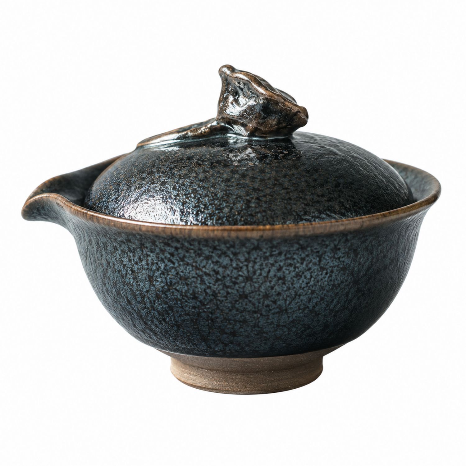 Teiera in ceramica nera con coperchio decorativo, 150ml-Valnitor