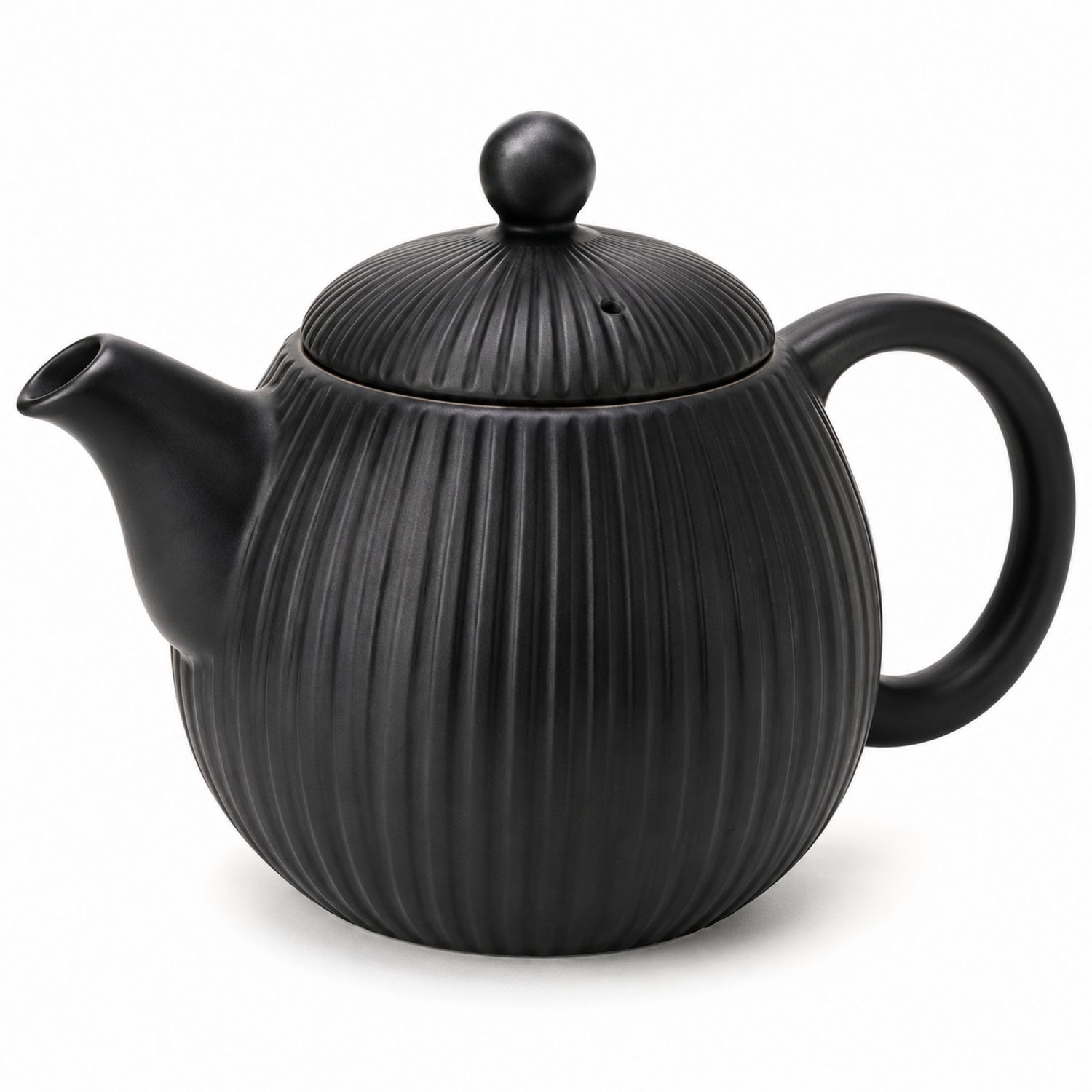 Teiera in Ceramica Nera con Design Striato, 800 ml-Valnitor