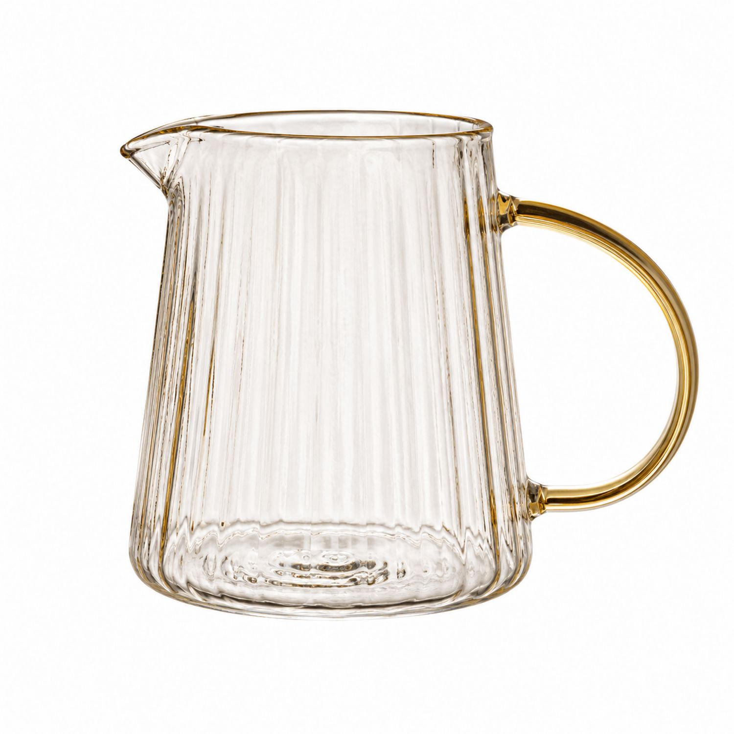 Caraffa in Vetro Trasparente con Manico Dorato, 1000 ml-Valnitor
