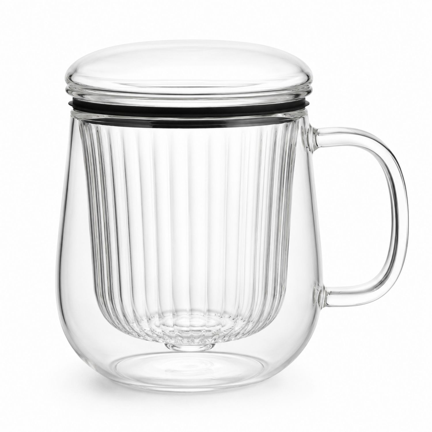 Tazza in vetro trasparente con coperchio infusore 350ml-Valnitor