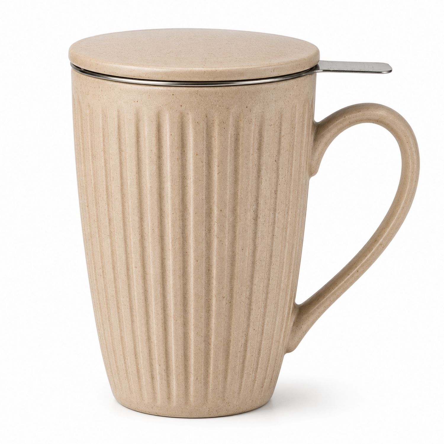 Tazza con Infusore in Acciaio Inossidabile e Coperchio Beige-Valnitor